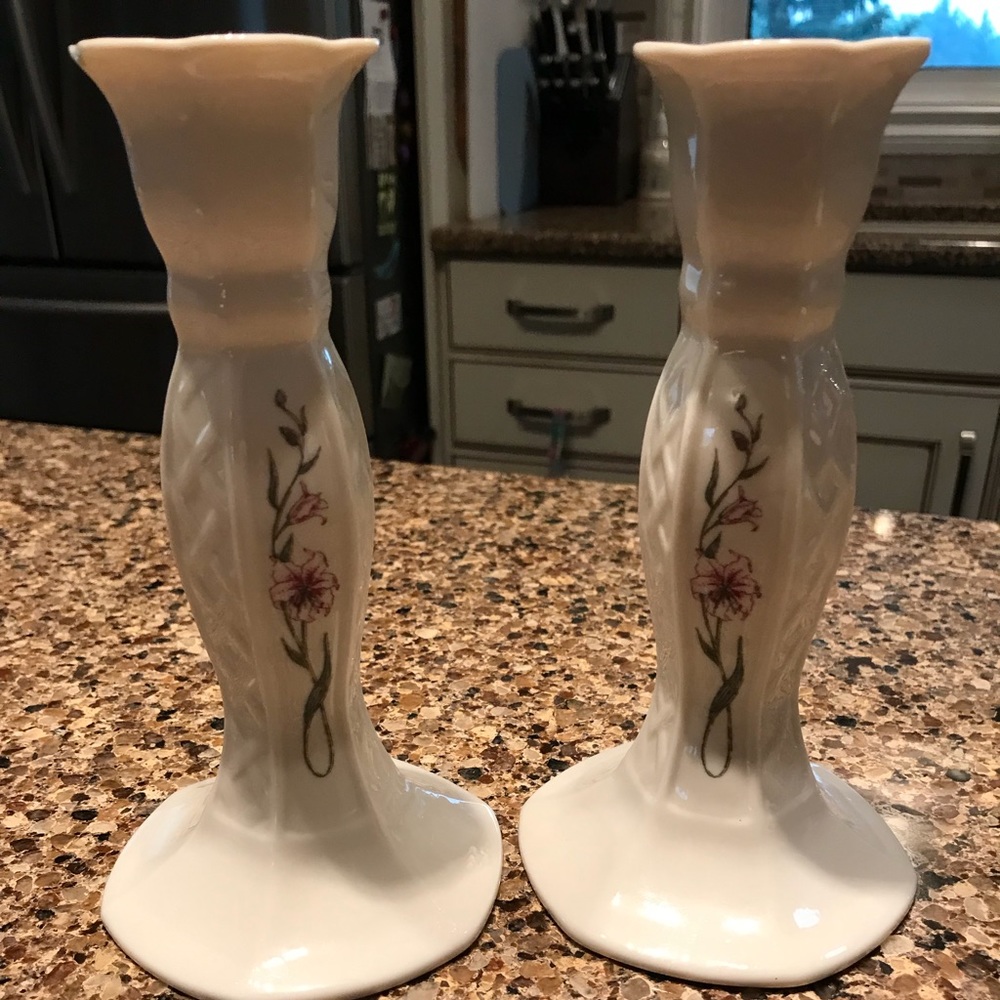 Belleek candle holders